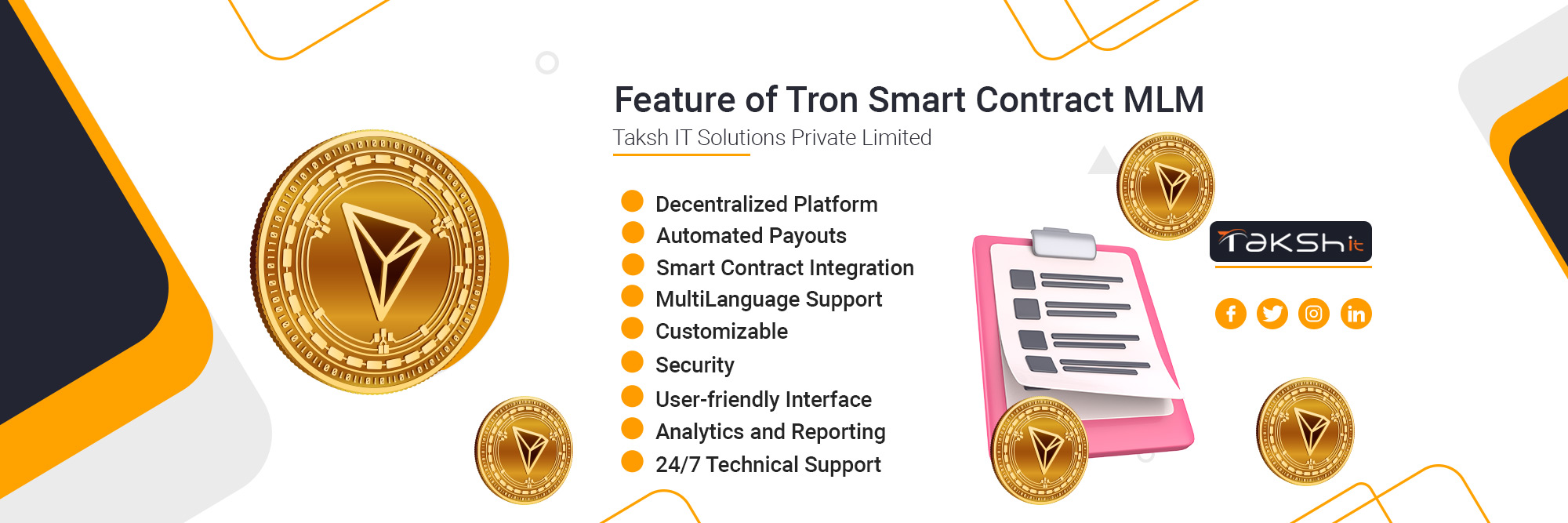 Features Of Tron Smart Contract MLM Software | Taksh It Solutions Private Limited